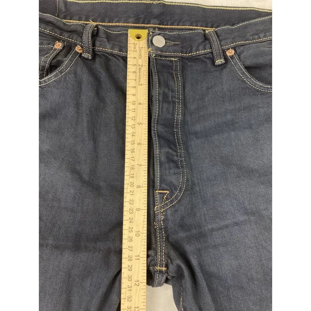 Levi's 501 Button Fly‎ Denim Jeans Mens Blue Dark Wash 36x34 (35x33 Measured)